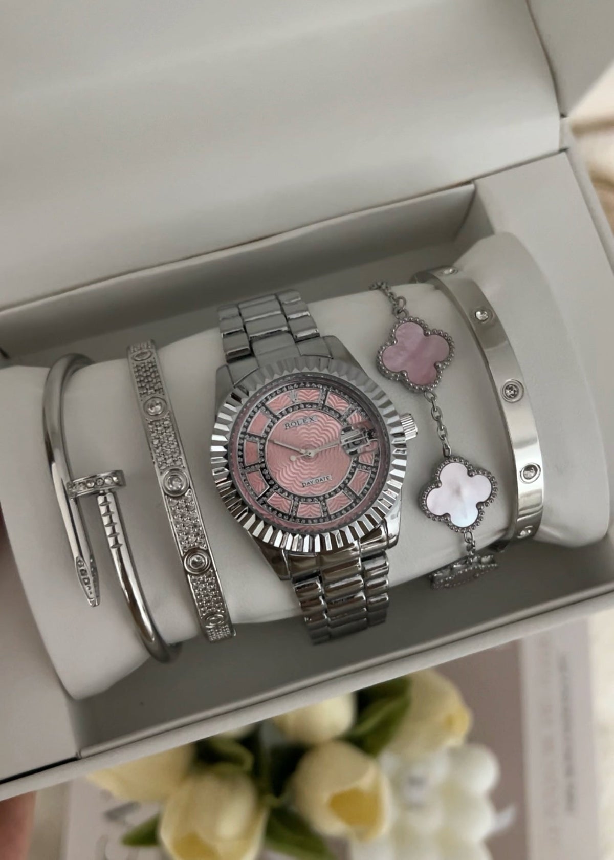 Majesty Jewelry Pink & Silver Schmuckset 18K Vergoldet Gold