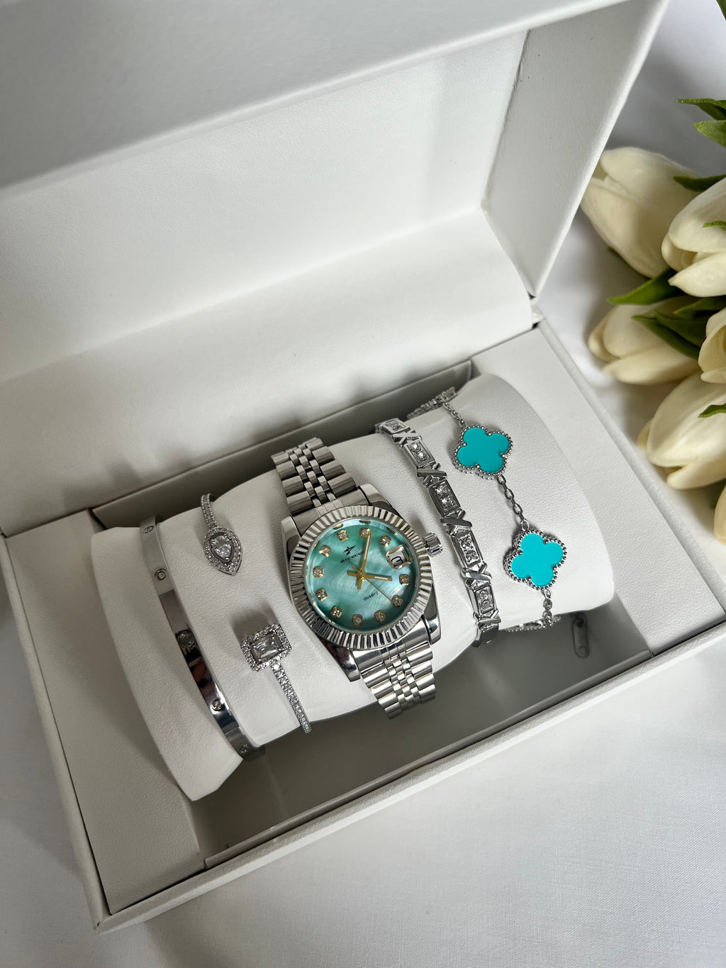 Majesty Jewelry Set Blue Ocean 18K Vergoldet Silber