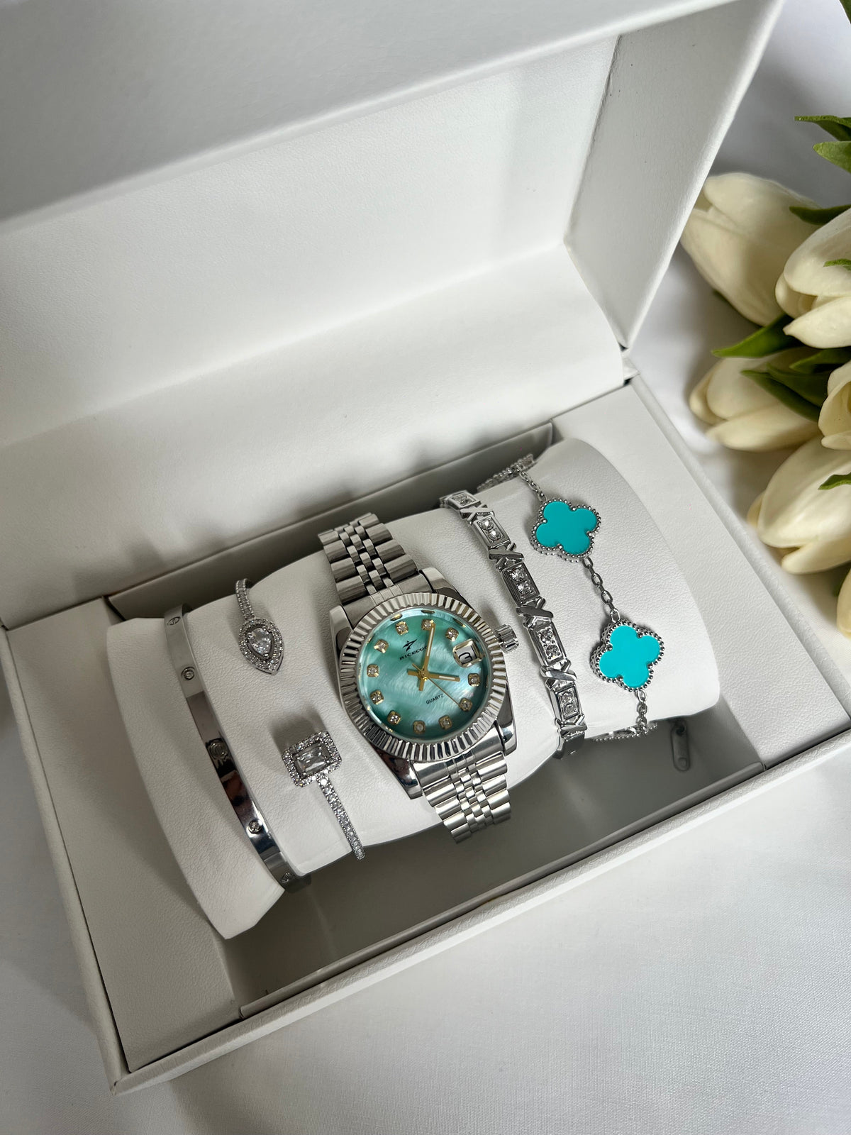 Majesty Jewelry Set Blue Ocean 18K Vergoldet Silber