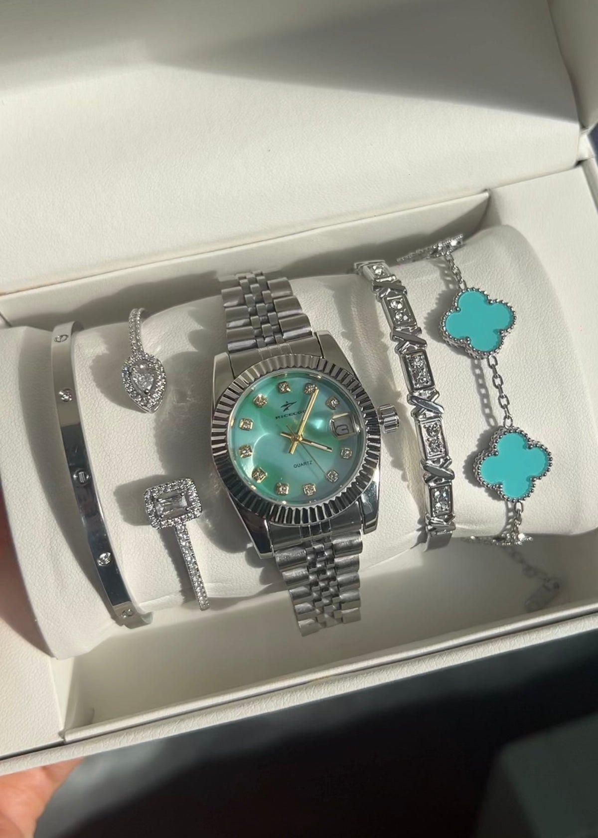 Majesty Jewelry Set Blue Ocean 18K Vergoldet Silber