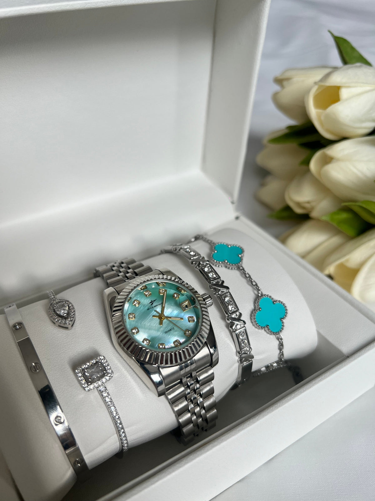 Majesty Jewelry Set Blue Ocean 18K Vergoldet Silber