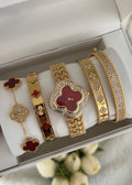 Majesty Jewelry Set Clover Red 18K Vergoldet Gold