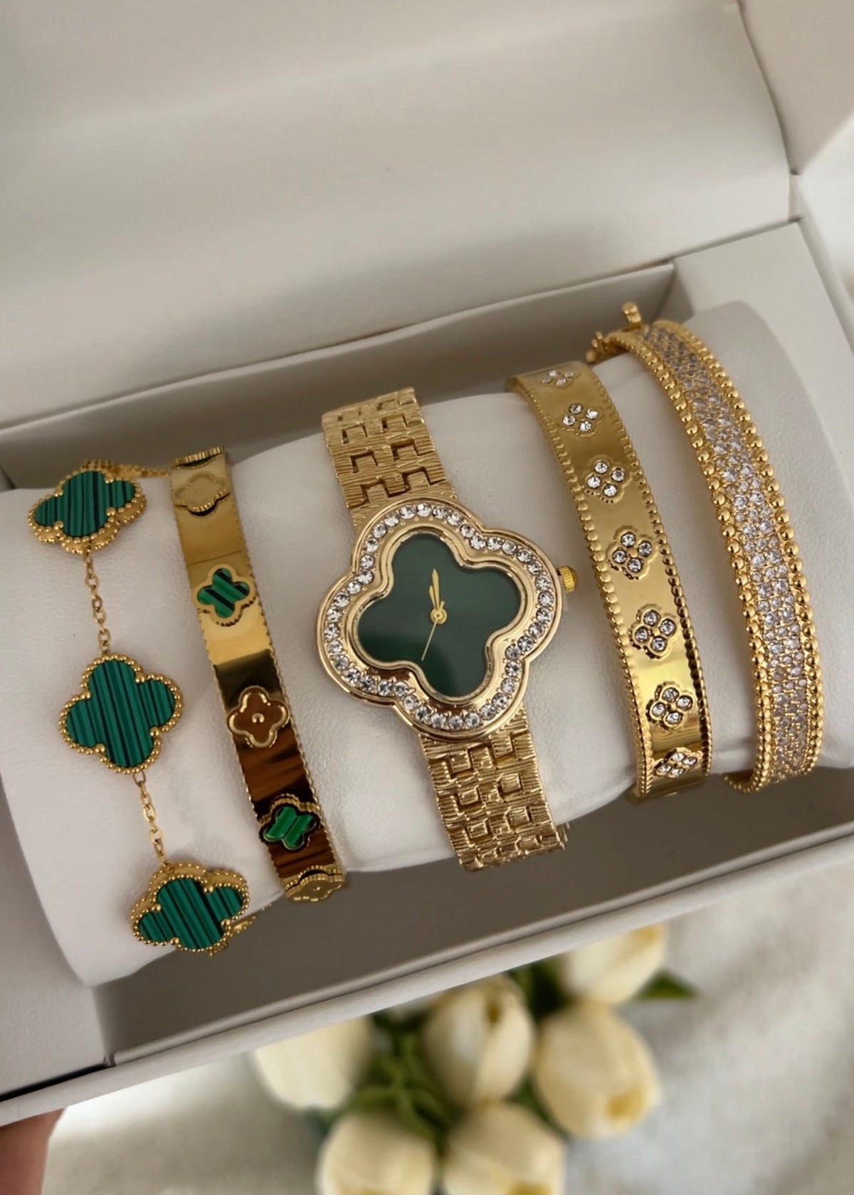 Majesty Jewelry Set Clover 18K Vergoldet Gold