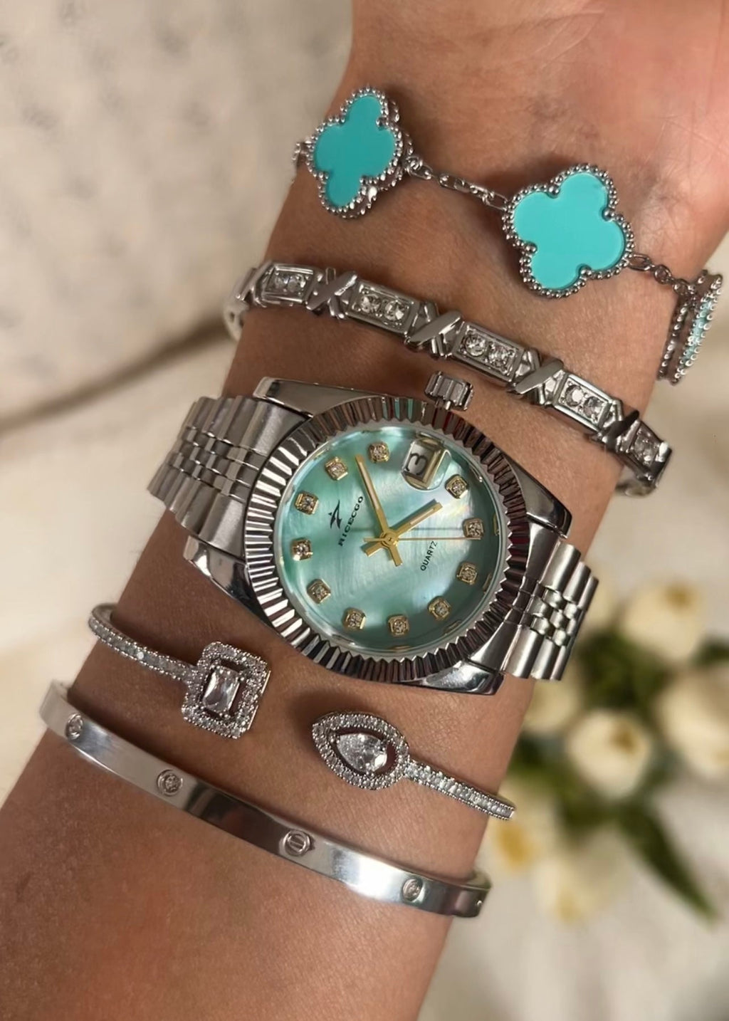 Majesty Jewelry Set Blue Ocean 18K Vergoldet Silber