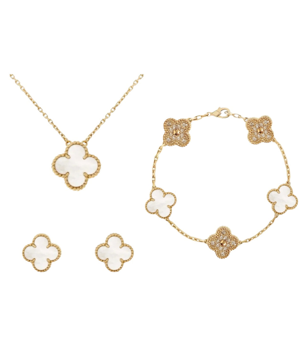 Majesty Jewelry Set Diamond Clover 18K Vergoldet Gold