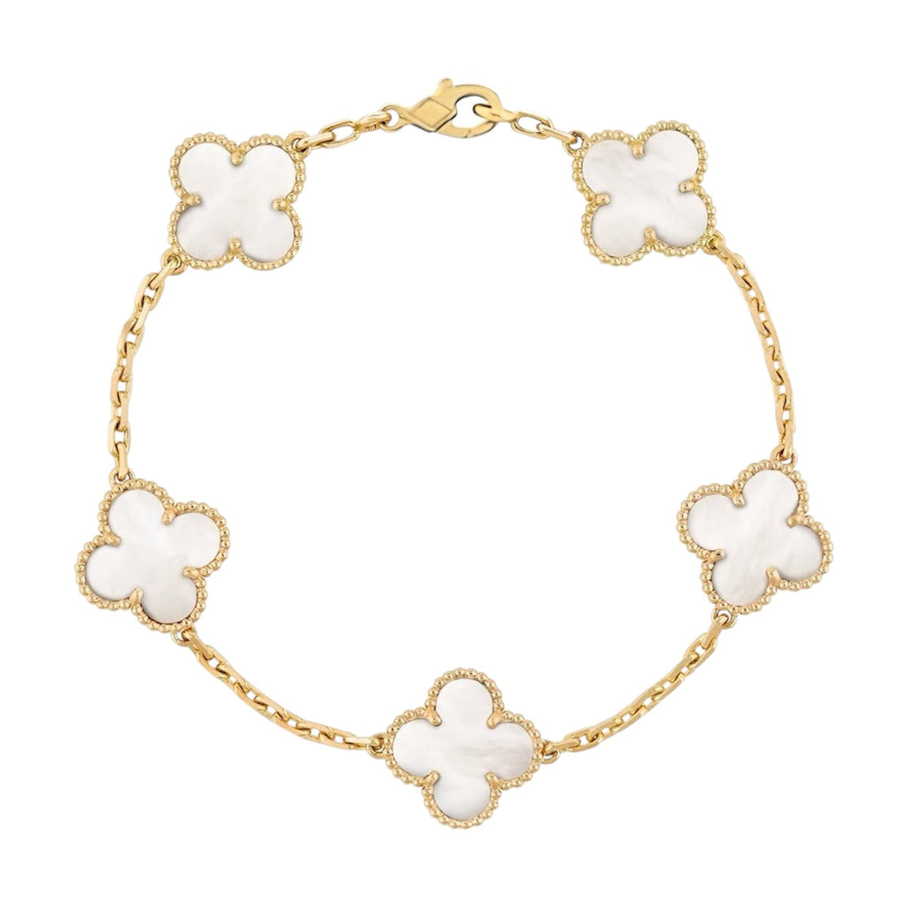 Majesty Jewelry Clover Natural Shell Armband 18K Vergoldet Gold