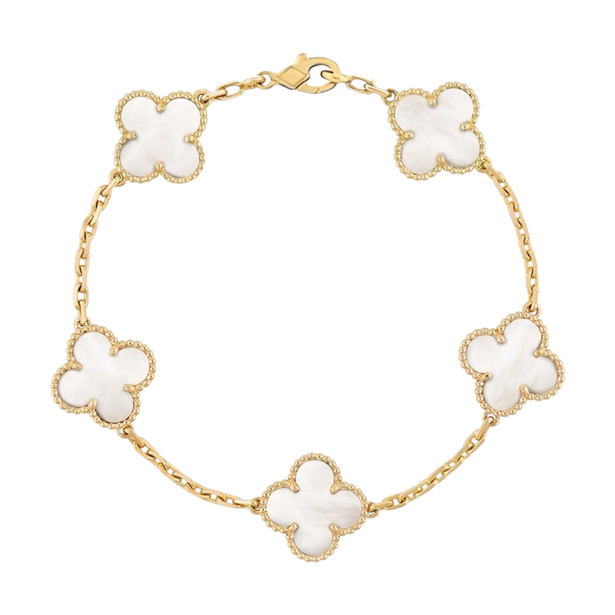 Majesty Jewelry Clover Natural Shell Armband 18K Vergoldet Gold