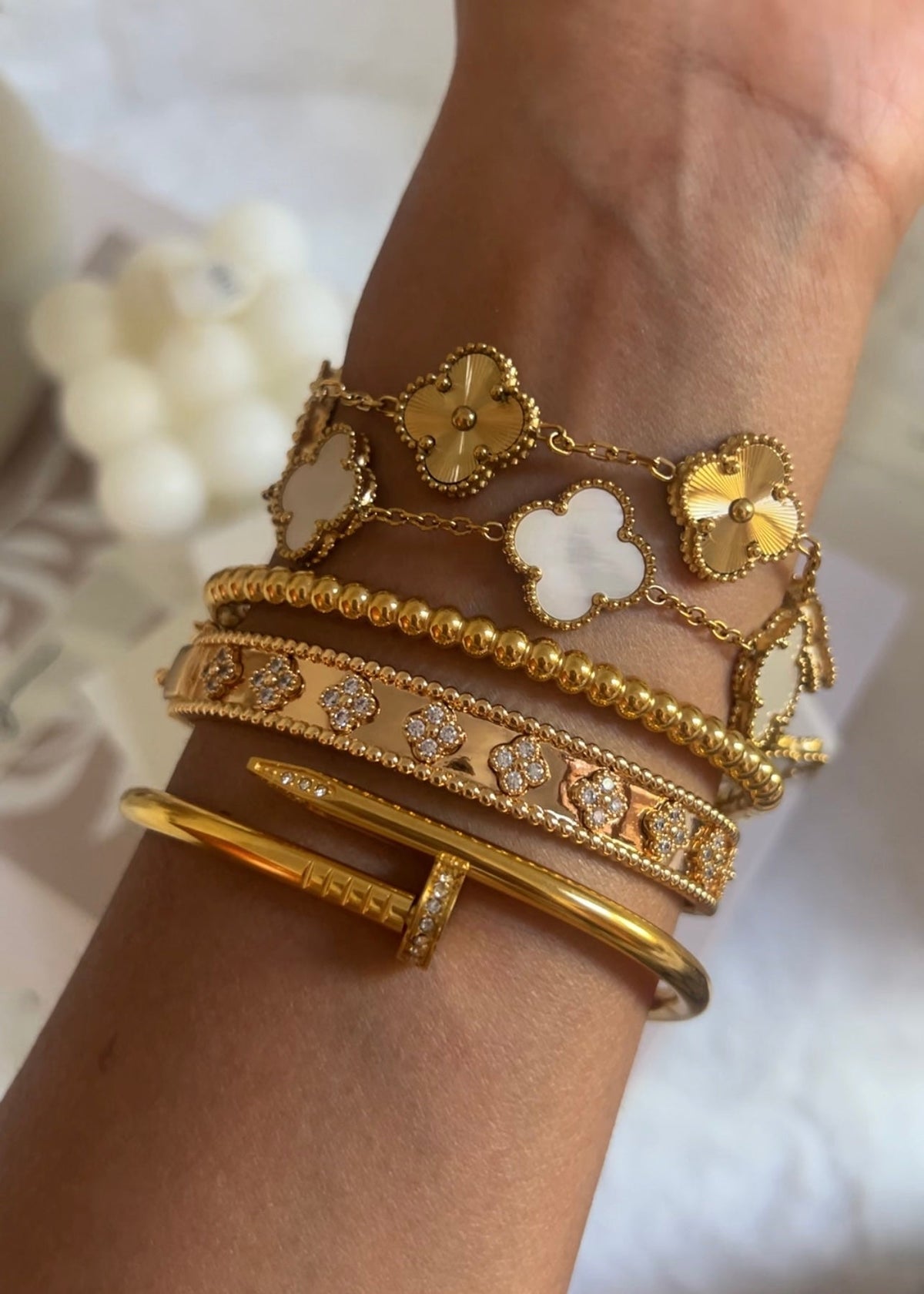 Majesty Jewelry Clover Full Laser Armband 18K Vergoldet Gold