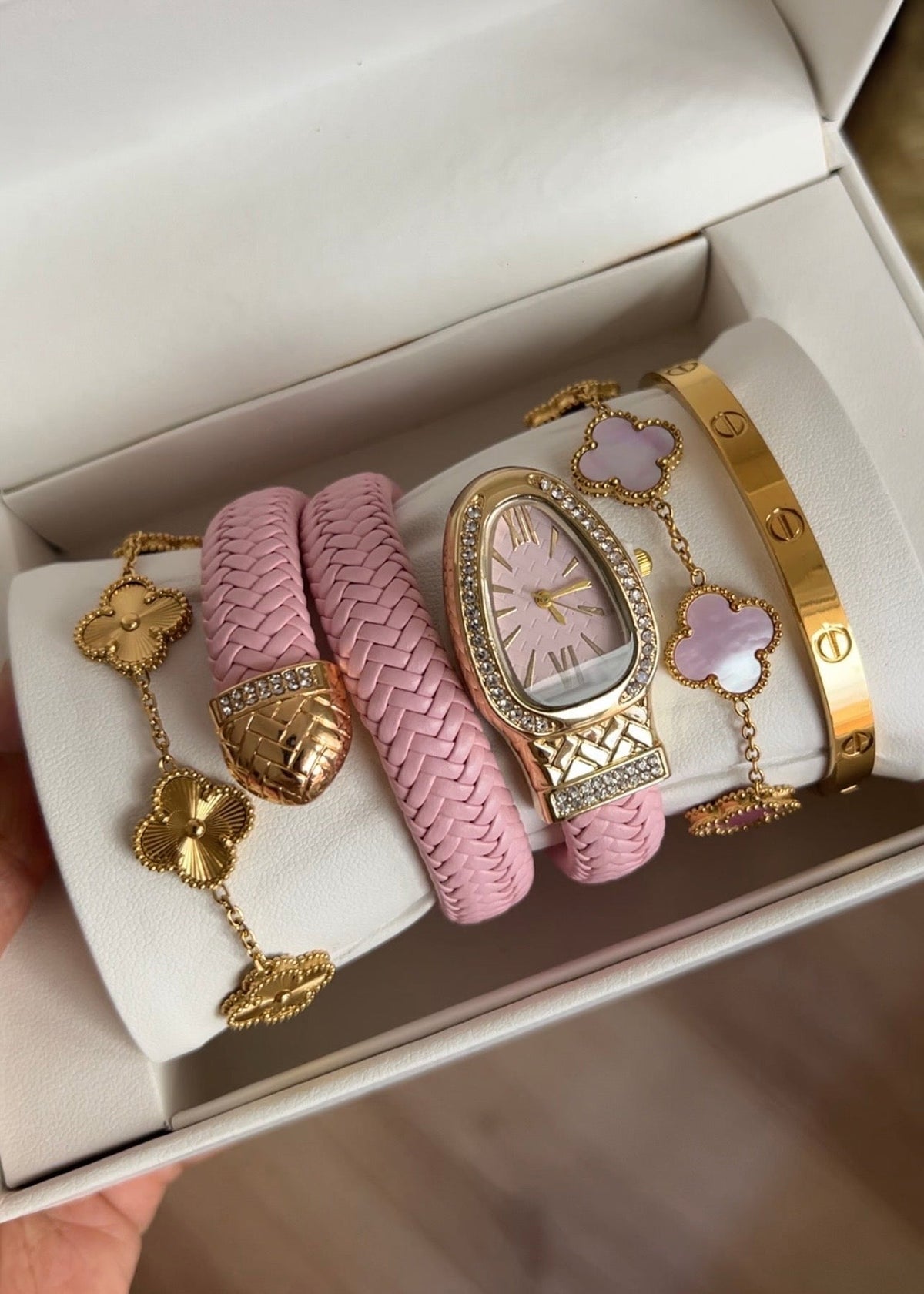 Majesty Jewelry Set Pink Serpenti 18K Vergoldet Gold